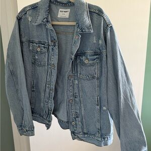 Old Navy distressed jean jacket XL tall